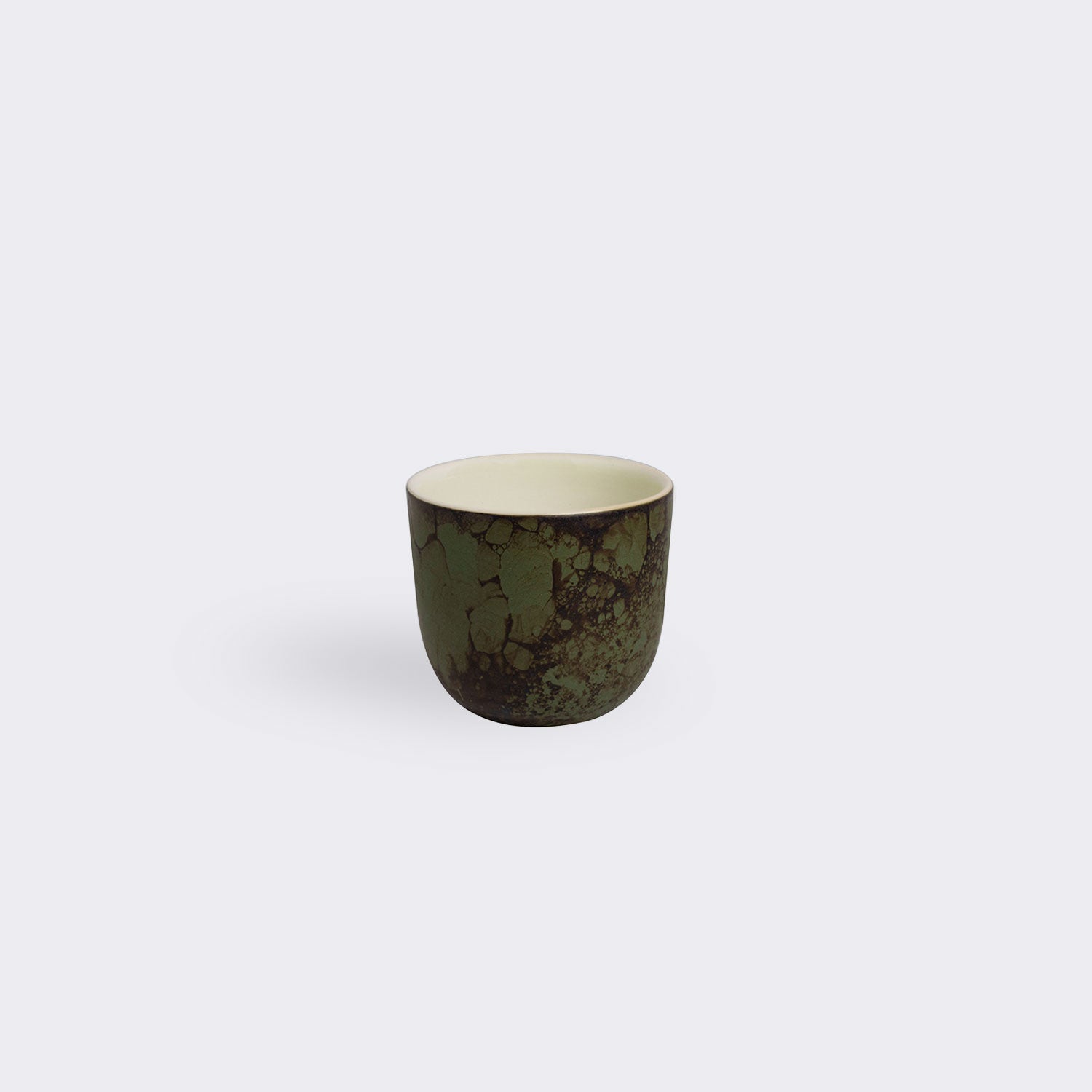 Handcrafted Porcelain Coffee Cup | Bubble Brown on Green